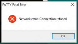 SSH from Windows with PuTTY connection refused after restart
